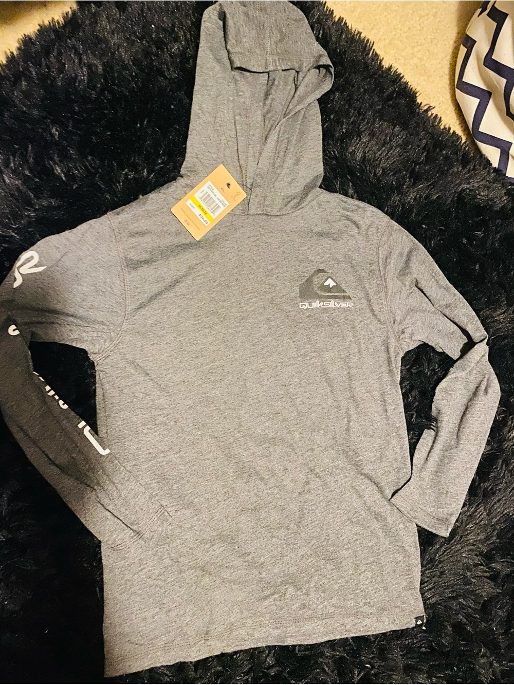 Quiksilver boys Heather Gray Hooded long sleeve shirt